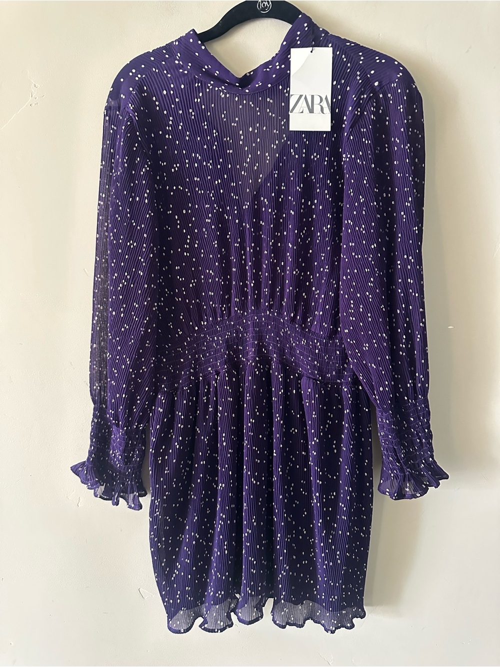 ZARA women’s Purple Dot Print Long Sleeve Dress